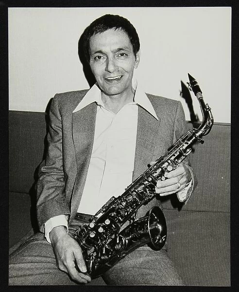 Art Pepper holding his saxophone, Royal Festival Hall, London, 14 July, 1980. Artist