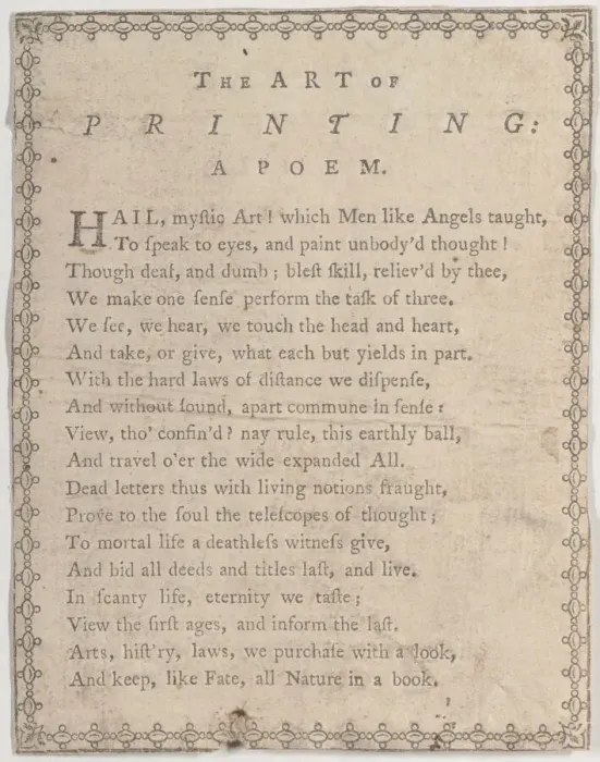 Framed Print : The Art of Printing: A Poem, 19th century. 19th century. Creator: Anon Framed Print : The Art of Printing: A Poem, 19th century. 19th century. Creator: Anon