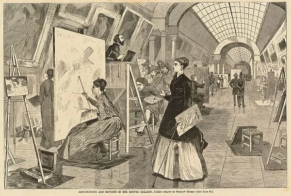 Art-Students and Copyists in the Louvre Gallery, Paris, published 1868