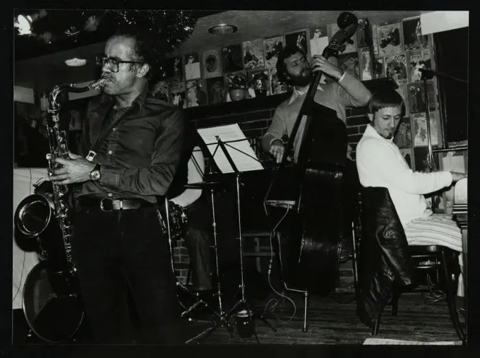 Framed Print : Art Themen, Dave Green, and Michael Garrick playing at The Bell, Codicote, Hertfordshire, 1981 Framed Print : Art Themen, Dave Green, and Michael Garrick playing at The Bell, Codicote, Hertfordshire, 1981