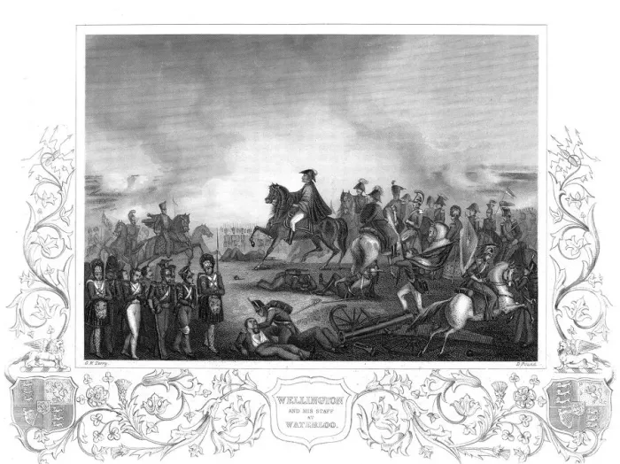 Framed Print : Arthur Wellesley, Duke of Wellington, with his staff at the Battle of Waterloo, 18 June 1815 Framed Print : Arthur Wellesley, Duke of Wellington, with his staff at the Battle of Waterloo, 18 June 1815