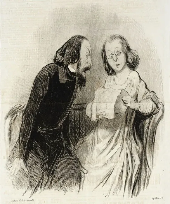 Framed Print : Un Article louangeur, 1845. Creator: Honore Daumier Framed Print : Un Article louangeur, 1845. Creator: Honore Daumier