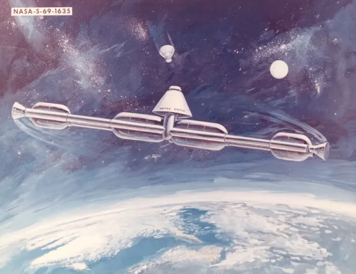 Framed Print : Artificial Gravity Space Station, 1969. Creator: NASA Framed Print : Artificial Gravity Space Station, 1969. Creator: NASA
