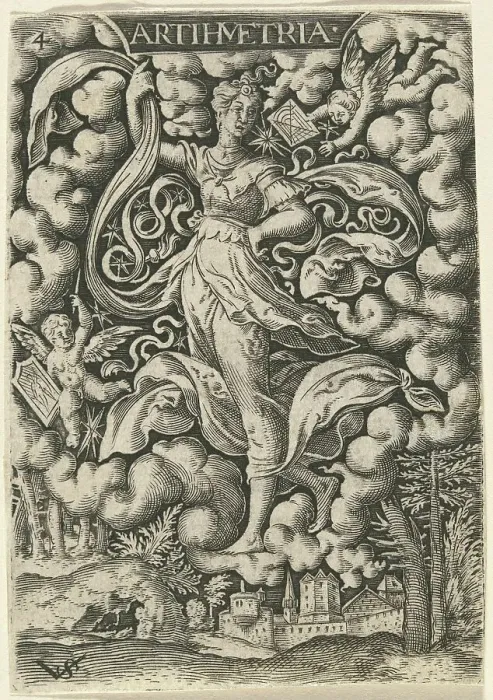 Framed Print : Artihmetria (Arithmetic). Creator: Virgil Solis