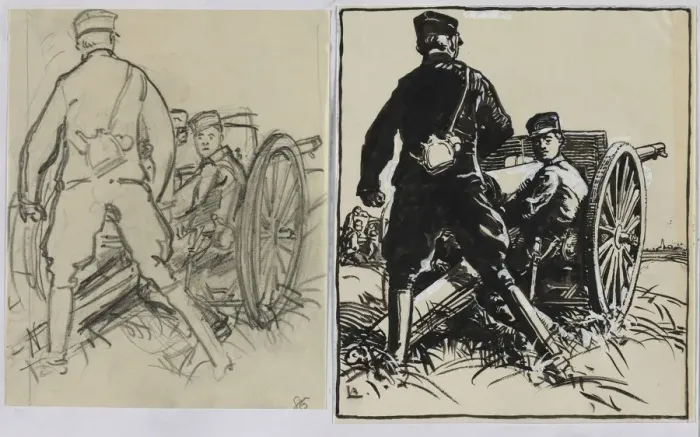 Framed Print : Artillelurs belges, 1914. Creator: Auguste Louis Lepere (French, 1849-1918) Framed Print : Artillelurs belges, 1914. Creator: Auguste Louis Lepere (French, 1849-1918)
