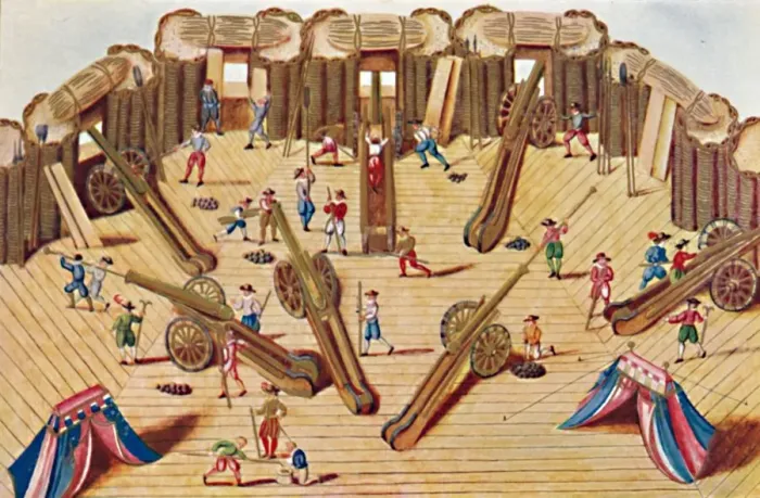 Framed Print : Artillerists at Work (MS. Add. 15, 726), 1903 Framed Print : Artillerists at Work (MS. Add. 15, 726), 1903