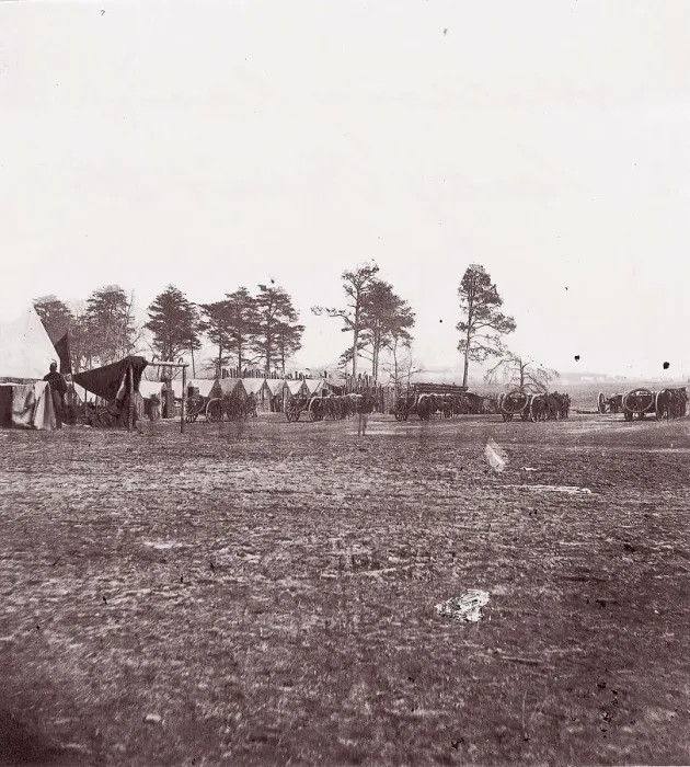 Framed Print : Artillery Camp, City Point, Virginia, 1861-65. Creator: Andrew Joseph Russell Framed Print : Artillery Camp, City Point, Virginia, 1861-65. Creator: Andrew Joseph Russell