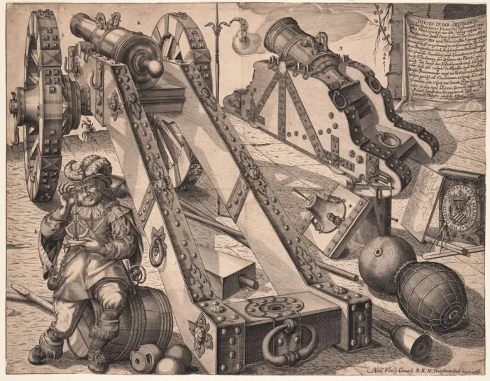 Framed Print : Artillery Cannon, 1636. Artist: Cranach, Ulrich von (active 17th century) Framed Print : Artillery Cannon, 1636. Artist: Cranach, Ulrich von (active 17th century)