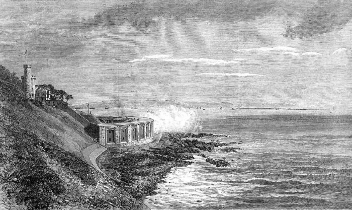 Framed Print : Artillery experiments at Picklecombe Fort, Plymouth, 1872. Creator: Unknown Framed Print : Artillery experiments at Picklecombe Fort, Plymouth, 1872. Creator: Unknown