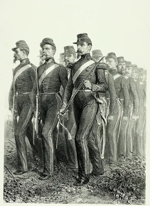 Framed Print : Artillery men, from Souvenirs d'Italie: Expédition de Rome, 1858. Creator: Auguste Raffet Framed Print : Artillery men, from Souvenirs d'Italie: Expédition de Rome, 1858. Creator: Auguste Raffet