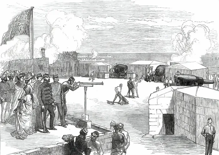 Framed Print : Artillery Practice before the Prince of Wales at Malta, 1876. Creator: Unknown Framed Print : Artillery Practice before the Prince of Wales at Malta, 1876. Creator: Unknown