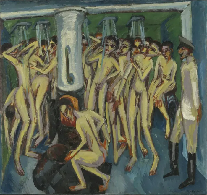 Framed Print : Artillerymen in the Shower, 1915. Creator: Ernst Kirchner Framed Print : Artillerymen in the Shower, 1915. Creator: Ernst Kirchner