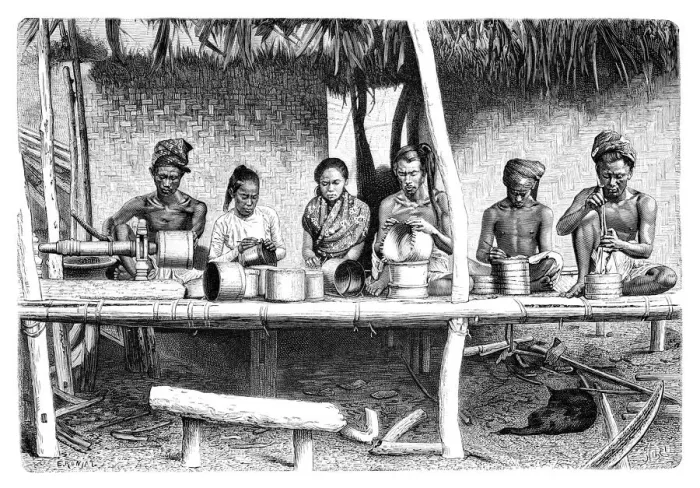 Framed Print : Artisans from Burma (Myanmar), 1895. Artist: E Ronjat Framed Print : Artisans from Burma (Myanmar), 1895. Artist: E Ronjat
