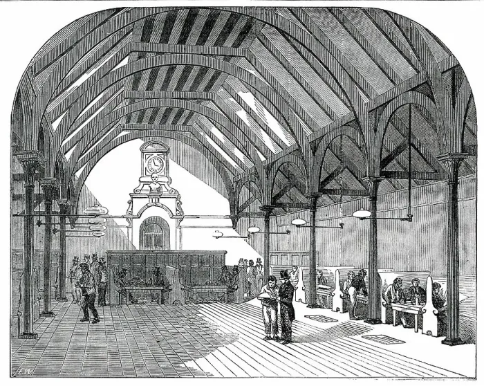 Framed Print : The Artisan's Home, Spitalfields - the Coffee Room, 1850. Creator: Unknown Framed Print : The Artisan's Home, Spitalfields - the Coffee Room, 1850. Creator: Unknown