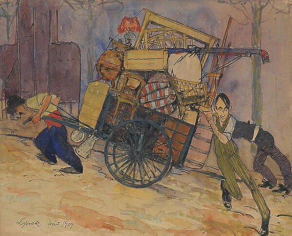 The artist Carl Frisendahl's move in Montparnasse, Paris, 1909. Creator: Bertil Lybeck