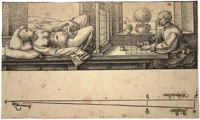 Framed Print : Artist Drawing a Nude with Perspective Device, 1538. Artist: Durer, Albrecht (1471-1528) Framed Print : Artist Drawing a Nude with Perspective Device, 1538. Artist: Durer, Albrecht (1471-1528)