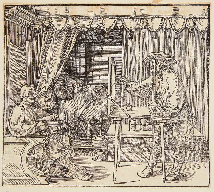 Framed Print : Artist Drawing a Portrait of a Man, 1525. Creator: Durer, Albrecht (1471-1528) Framed Print : Artist Drawing a Portrait of a Man, 1525. Creator: Durer, Albrecht (1471-1528)