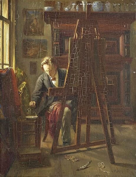 The Artist George Jan Hendrik Poggenbeek in His Studio, 1872. Creator: Theo Hanrath