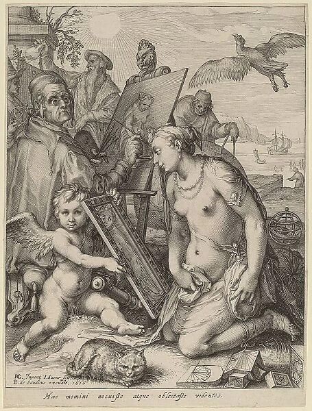 Artist Painting a Nude Woman: Allegory of Visual Perception, 1616. Creator: Jan Saenredam