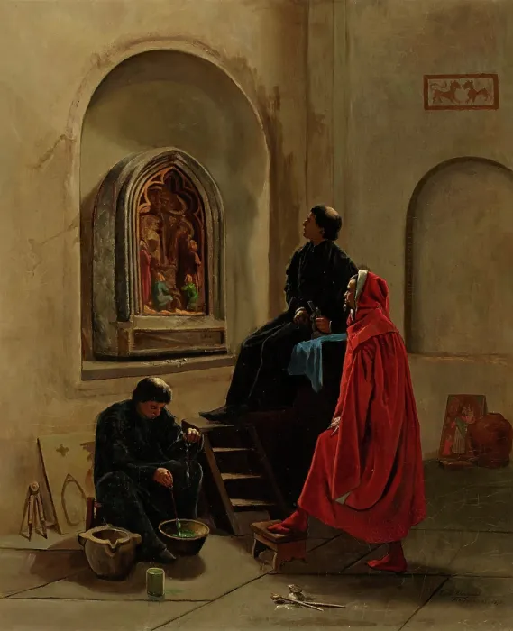Framed Print : The Artist Paints the Church, 1870. Creator: Edwin Howland Blashfield Framed Print : The Artist Paints the Church, 1870. Creator: Edwin Howland Blashfield
