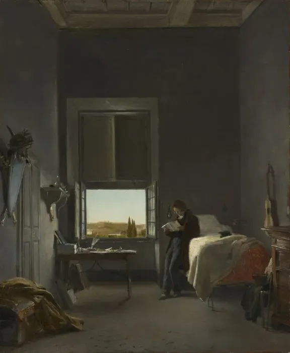 Framed Print : The Artist in His Room at the Villa Medici, Rome, 1817. Creator: Leon Cogniet (French Framed Print : The Artist in His Room at the Villa Medici, Rome, 1817. Creator: Leon Cogniet (French