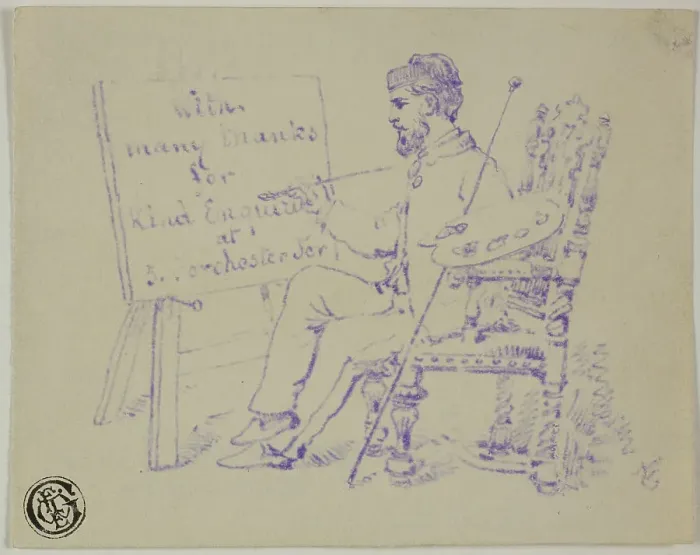 Framed Print : Artist Seated at Easel, n.d. Creator: Nicholas Chevalier Framed Print : Artist Seated at Easel, n.d. Creator: Nicholas Chevalier