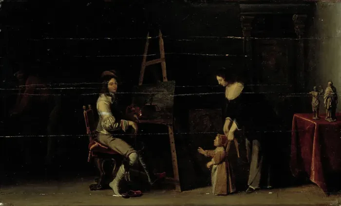Framed Print : Artist at his studio, 1606-1652. Creator: Christoffel Jacobsz van der Lamen Framed Print : Artist at his studio, 1606-1652. Creator: Christoffel Jacobsz van der Lamen