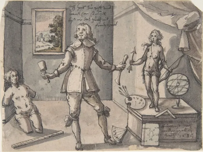 Framed Print : The Artist in His Studio, 1636. Creator: Ruprecht Bartz Framed Print : The Artist in His Studio, 1636. Creator: Ruprecht Bartz