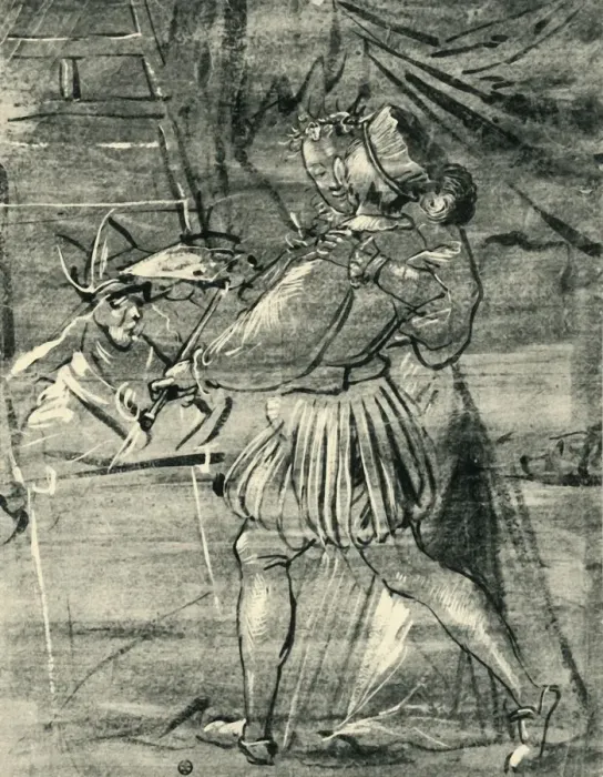 Framed Print : Artist with young woman in front of an easel, 1580, (1943). Creator: Tobias Stimmer Framed Print : Artist with young woman in front of an easel, 1580, (1943). Creator: Tobias Stimmer