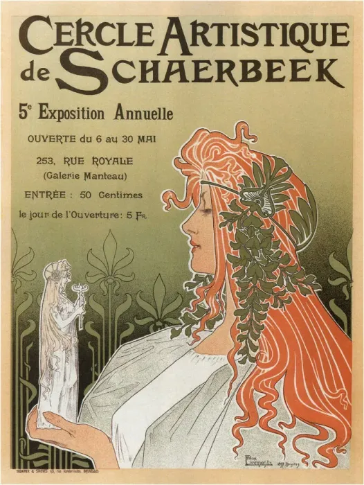 Framed Print : Artistic Club of Schaerbeek, 5th annual show, 1897. Artist: Privat-Livemont, Henri (1861?1936) Framed Print : Artistic Club of Schaerbeek, 5th annual show, 1897. Artist: Privat-Livemont, Henri (1861?1936)