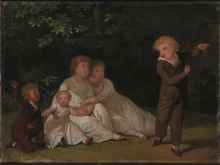 Framed Print : The Artist's Five Children in a garden. Study, 1801. Creator: Jens Juel Framed Print : The Artist's Five Children in a garden. Study, 1801. Creator: Jens Juel
