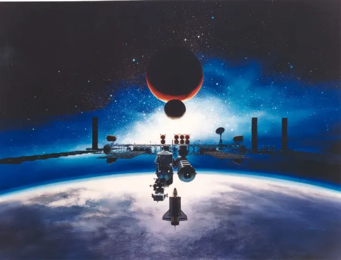 Framed Print : Artists Conception of Space Station Freedom, 1991. Creator: Alan Chinchar Framed Print : Artists Conception of Space Station Freedom, 1991. Creator: Alan Chinchar