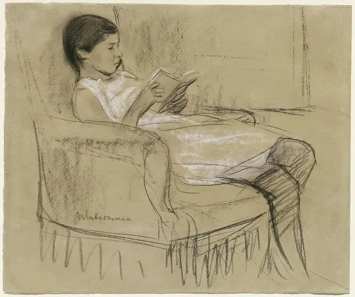 Framed Print : The Artist's Daughter Käthe Reading in a Chair, 1893 / 1895. Creator: Max Liebermann Framed Print : The Artist's Daughter Käthe Reading in a Chair, 1893 / 1895. Creator: Max Liebermann