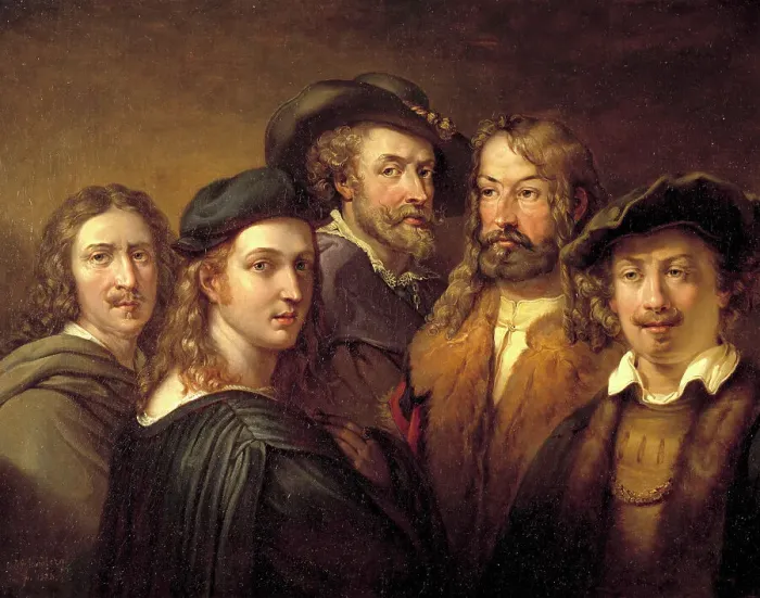 Framed Print : Five artists, early-mid 19th century. Creator: Johan Gustaf Sandberg Framed Print : Five artists, early-mid 19th century. Creator: Johan Gustaf Sandberg