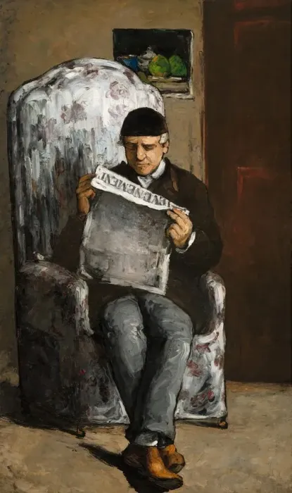 Framed Print : The Artists Father, Reading L Evenement, 1866 Framed Print : The Artists Father, Reading L Evenement, 1866