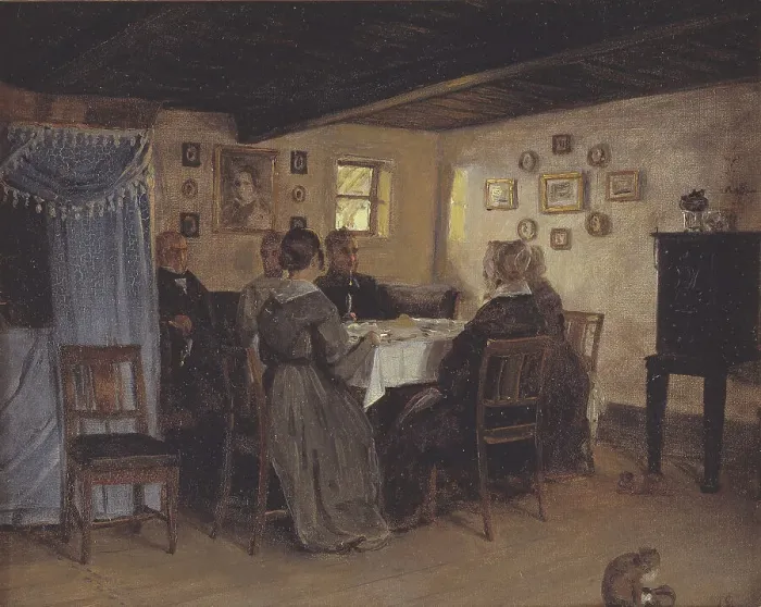 Framed Print : The Artist's Friends and Family Seated Round a Table, Vejby, North Zealand, 1843. Creator: Peter Christian Thamsen Skovgaard Framed Print : The Artist's Friends and Family Seated Round a Table, Vejby, North Zealand, 1843. Creator: Peter Christian Thamsen Skovgaard