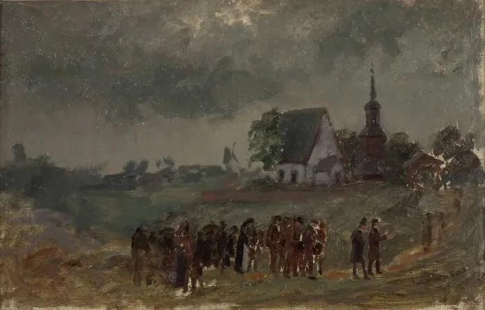 Framed Print : The artist's own funeral I, 1874. Creator: Karl Emanuel Jansson Framed Print : The artist's own funeral I, 1874. Creator: Karl Emanuel Jansson