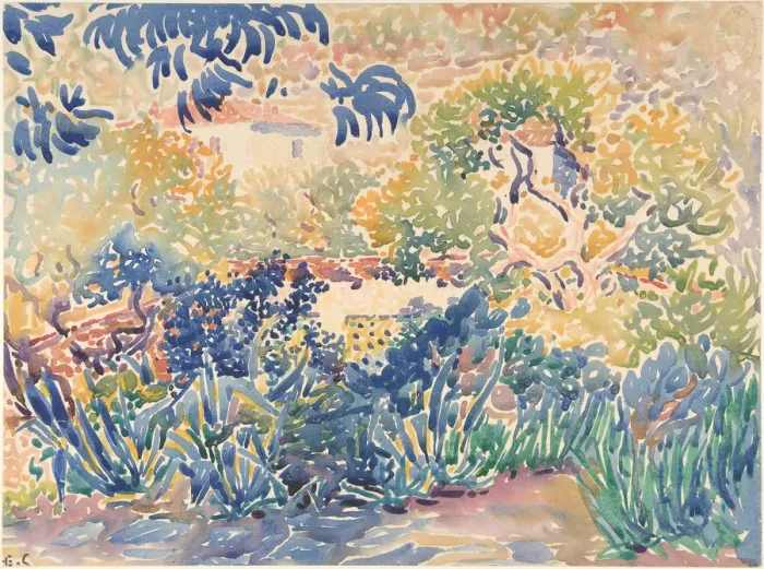 Framed Print : The Artists Garden at Saint-Clair, 1904-5. Creator: Henri-Edmond Cross Framed Print : The Artists Garden at Saint-Clair, 1904-5. Creator: Henri-Edmond Cross