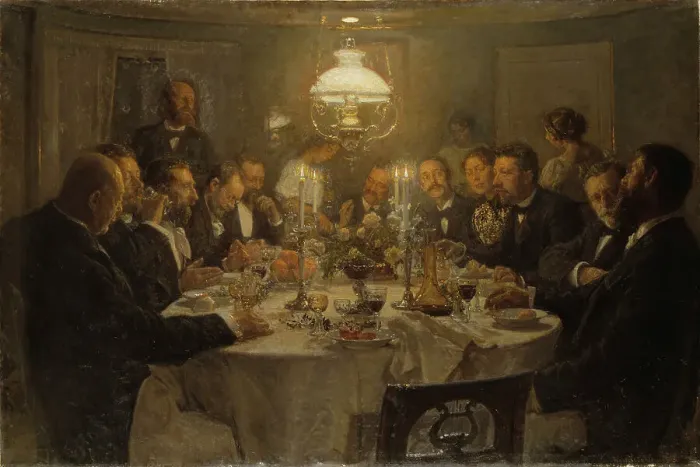 Framed Print : An Artist's Gathering, 1903. Creator: Viggo Johansen Framed Print : An Artist's Gathering, 1903. Creator: Viggo Johansen