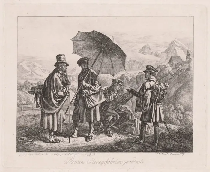 Framed Print : The Artists on Their Journey, 1819. Creator: Johann Adam Klein (German, 1792-1875) Framed Print : The Artists on Their Journey, 1819. Creator: Johann Adam Klein (German, 1792-1875)
