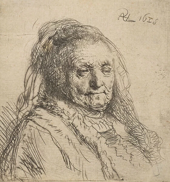 The Artists Mother: Head and Bust, Three-Quarters Right, 1628. 1628