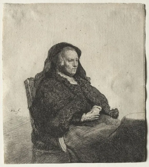 Framed Print : The Artists Mother Seated at a Table, Looking Right: Three Quarter Length, c. 1631 Framed Print : The Artists Mother Seated at a Table, Looking Right: Three Quarter Length, c. 1631