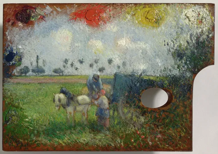 Framed Print : The Artist's Palette With A Landscape, c1878-80. Creator: Camille Pissarro Framed Print : The Artist's Palette With A Landscape, c1878-80. Creator: Camille Pissarro