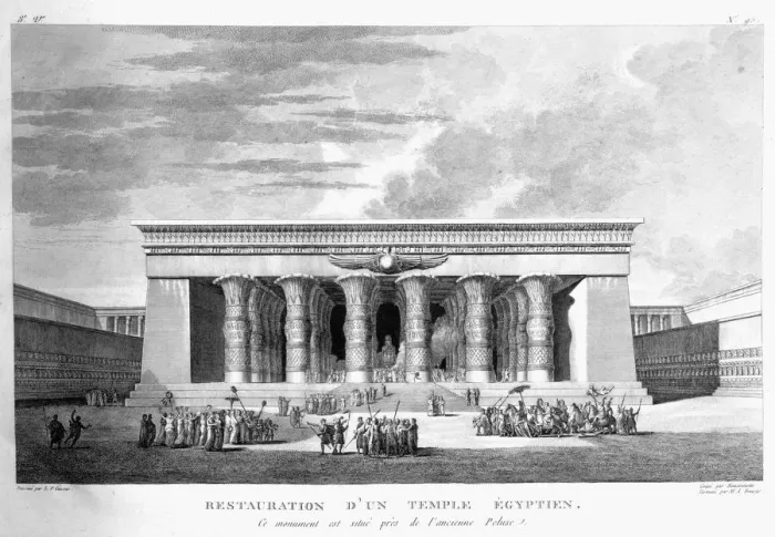 Framed Print : Artists recreation of a large Egyptian temple, 1799. Artist: Pierre Nicolas Ransonette Framed Print : Artists recreation of a large Egyptian temple, 1799. Artist: Pierre Nicolas Ransonette