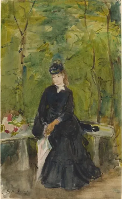 Framed Print : The Artists Sister Edma Seated in a Park, 1864. Creator: Berthe Morisot Framed Print : The Artists Sister Edma Seated in a Park, 1864. Creator: Berthe Morisot