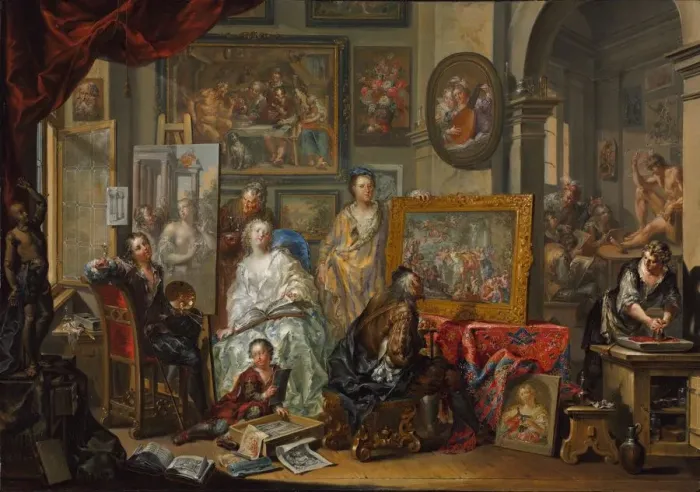 Framed Print : The Artists Studio, 1740s-1750s. Creator: Johann Georg Platzer (Austrian, 1704-1761) Framed Print : The Artists Studio, 1740s-1750s. Creator: Johann Georg Platzer (Austrian, 1704-1761)