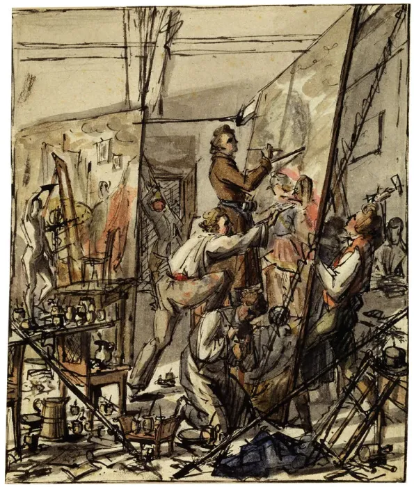 Framed Print : In an Artists Studio, 1820s Framed Print : In an Artists Studio, 1820s