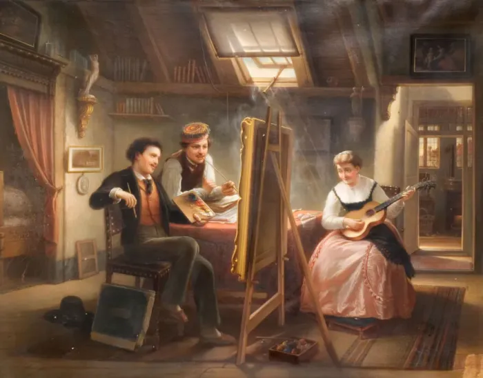 Framed Print : The Artists Studio, 1869. Creator: Jozef Cornelius Correns Framed Print : The Artists Studio, 1869. Creator: Jozef Cornelius Correns