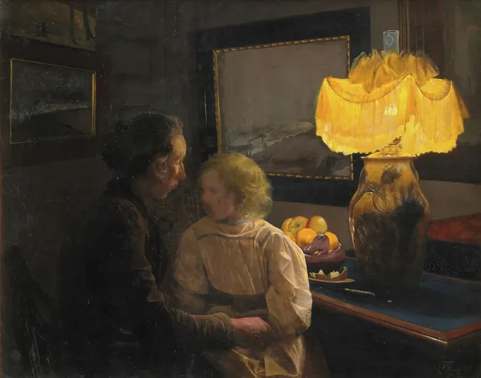 Framed Print : The Artist's Wife and Daughter, 1901. Creator: Laurits Andersen Ring Framed Print : The Artist's Wife and Daughter, 1901. Creator: Laurits Andersen Ring