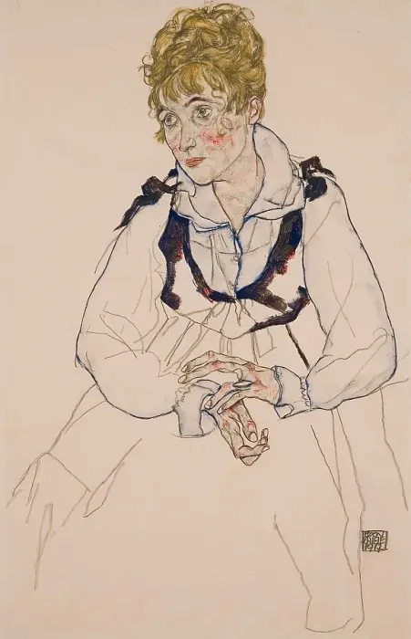 Framed Print : The artist's wife, seated, 1917. Creator: Egon Schiele Framed Print : The artist's wife, seated, 1917. Creator: Egon Schiele